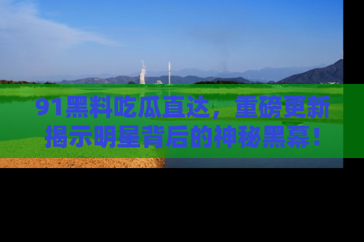 91黑料吃瓜直达，重磅更新揭示明星背后的神秘黑幕！